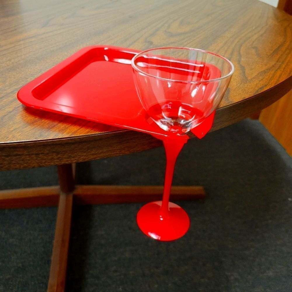 Vintage Acrylic Snack Plate Set w/Wine Cup (4 sets)